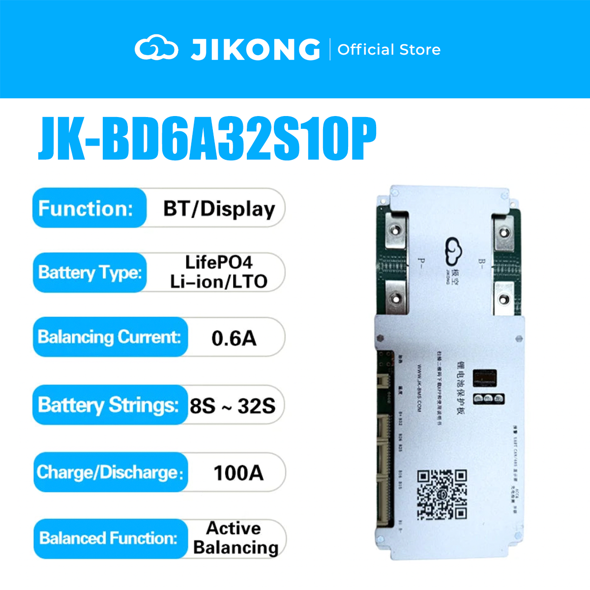 JIKONG JK-BD6A32S15P – 0.6A Balancer 150A BMS for 8S-32S LiFePO4