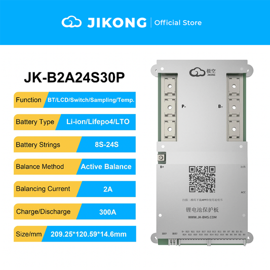 JIKONG JK-B2A24S30P – 2A Balancer 300A BMS for 8S-24S LiFePO4