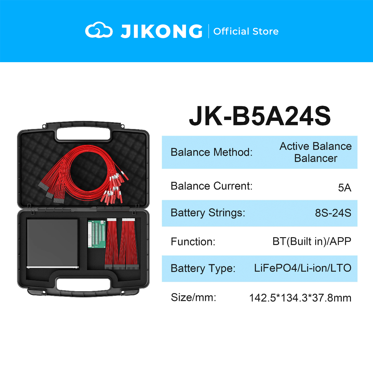 JIKONG JK-B5A24S – 5A Balancer BMS with CAN/RS485 for 8S-24S LiFePO4