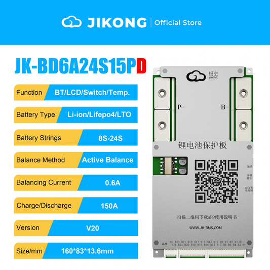 JIKONG JK-BD6A24S15PD – 0.6A Balancer 150A BMS for 24S LiFePO4