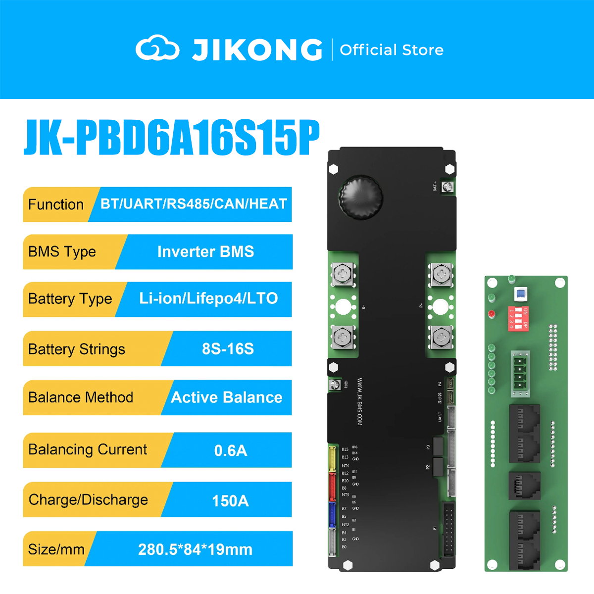 JIKONG JK-PBD6A16S15P-V22-Latest Models – 0.6A Balancer 150A 8S-16S BMS