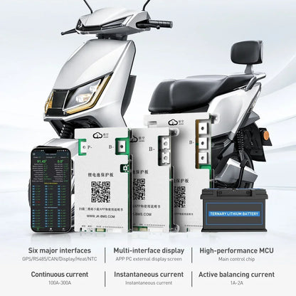 JIKONG Lifepo4 Li-Ion Lto Battery 100A  200A 300A  Active Balancer Smart BMS 4S 5S 6S 7S 8S 12V 24V Active Balance Current1A 2A