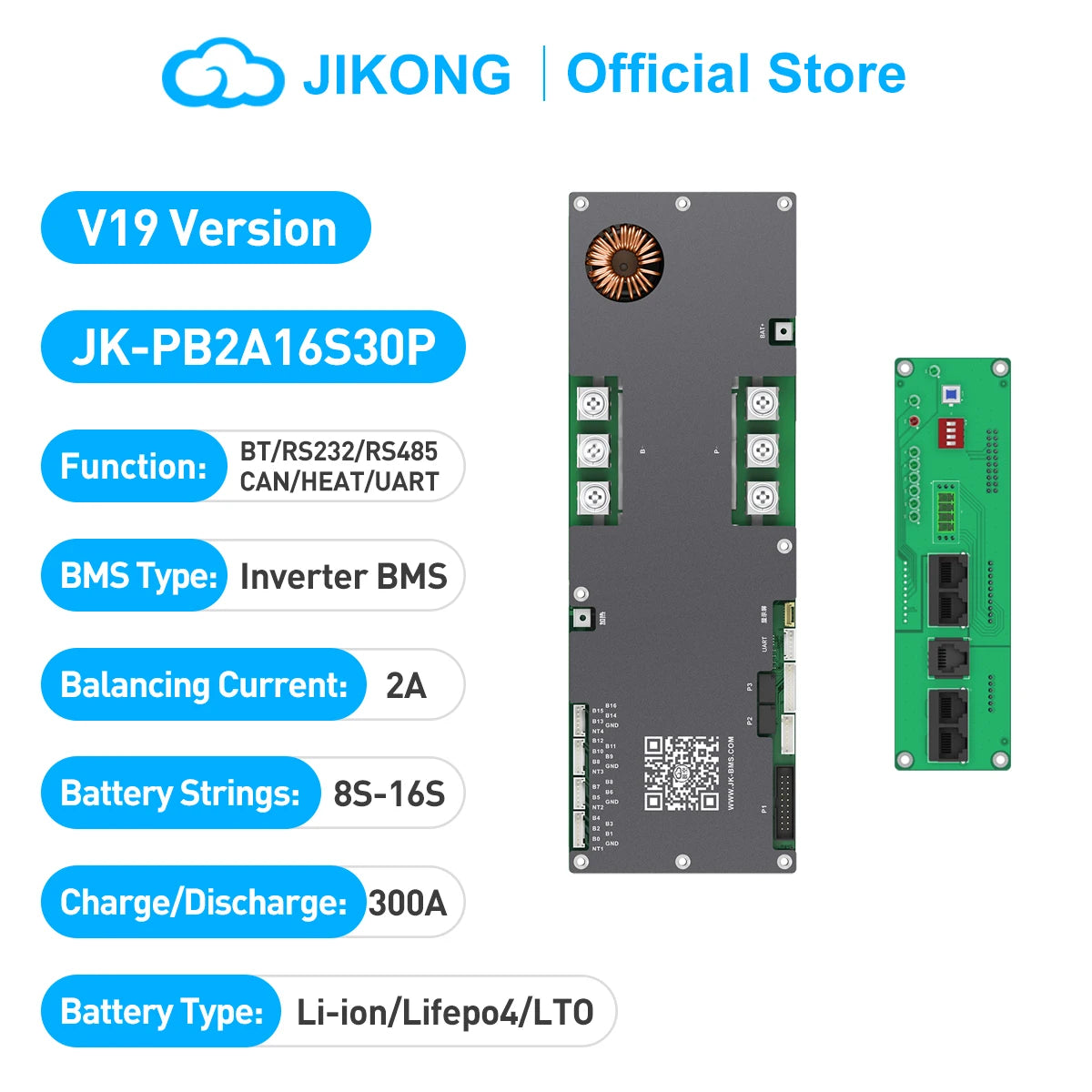 JIKONG V19 Household Energy Inverter BMS 8S/24V 16S/48V Li-ion/ Lifepo4/ LTO Battery BMS JK-PB2A16S20P