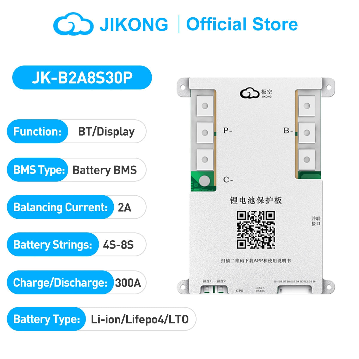JIKONG JK BMS 4S 8S 12V 24V BMS 4S Lifepo4 40A - 300A Smart Active Balancer BMS 8s 24v lifepo4 Li-Ion Lto
