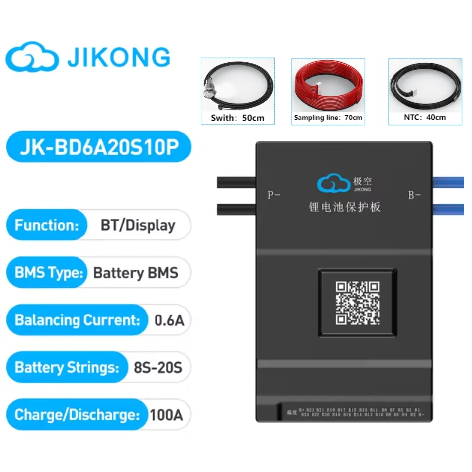 JIKONG Jk Bms BD6A24S10P Active Balance Bms 8S 10S 12S 16S 17S 20S 24S Smart Bms 60A 100A 150A 200A Lifepo4 Li-Ion Lto Battery