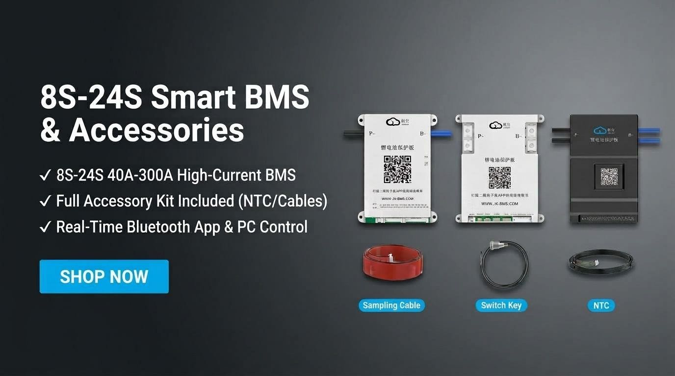 JiKong Smart BMS 4S-24S with Sampling Cables and NTC Accessories